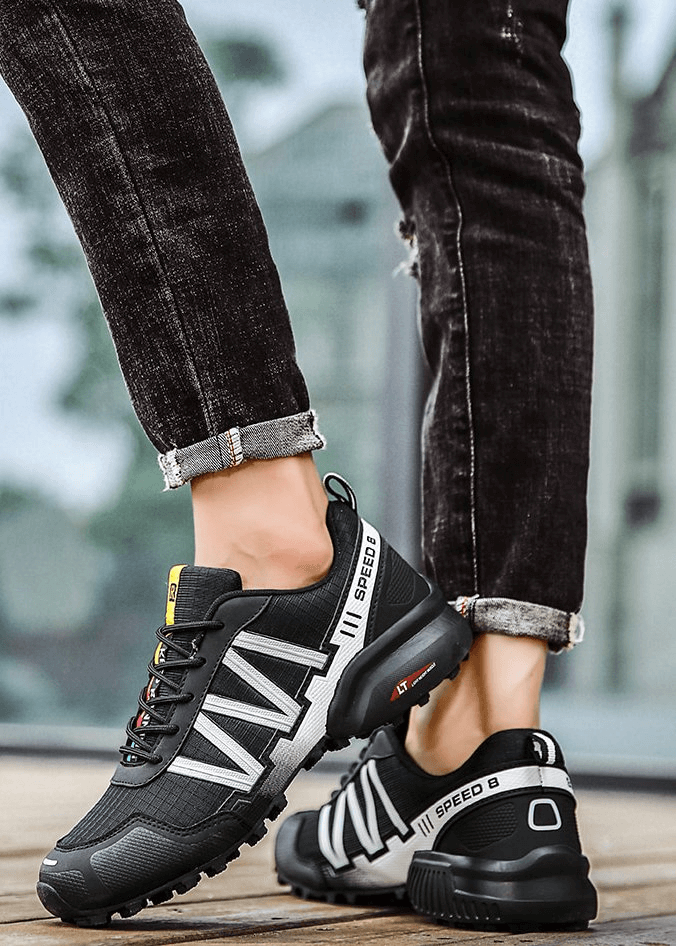 Alt Tag: Stylish waterproof non-slip men's sneakers with geometric design, perfect for casual and sports activities.